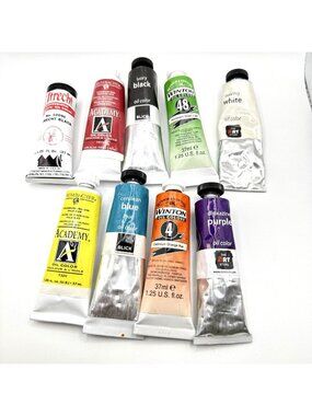 Mix Lot of Oil Colors Grumbacher Winsor and Newton Blick Ultrecht Lot of 9 Tubes